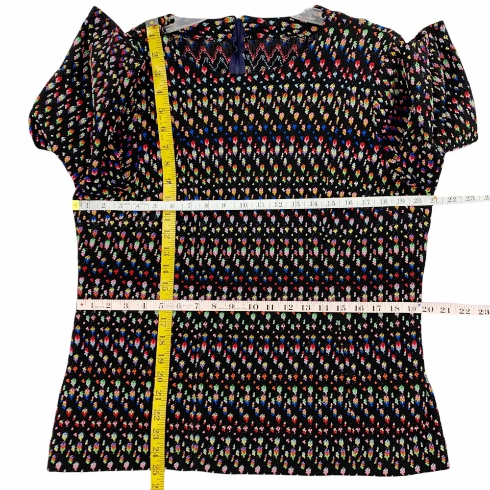 Vintage Handmade Black Zipper Back Shirt with Rainbow Colors Detailing - Picture 6 of 8